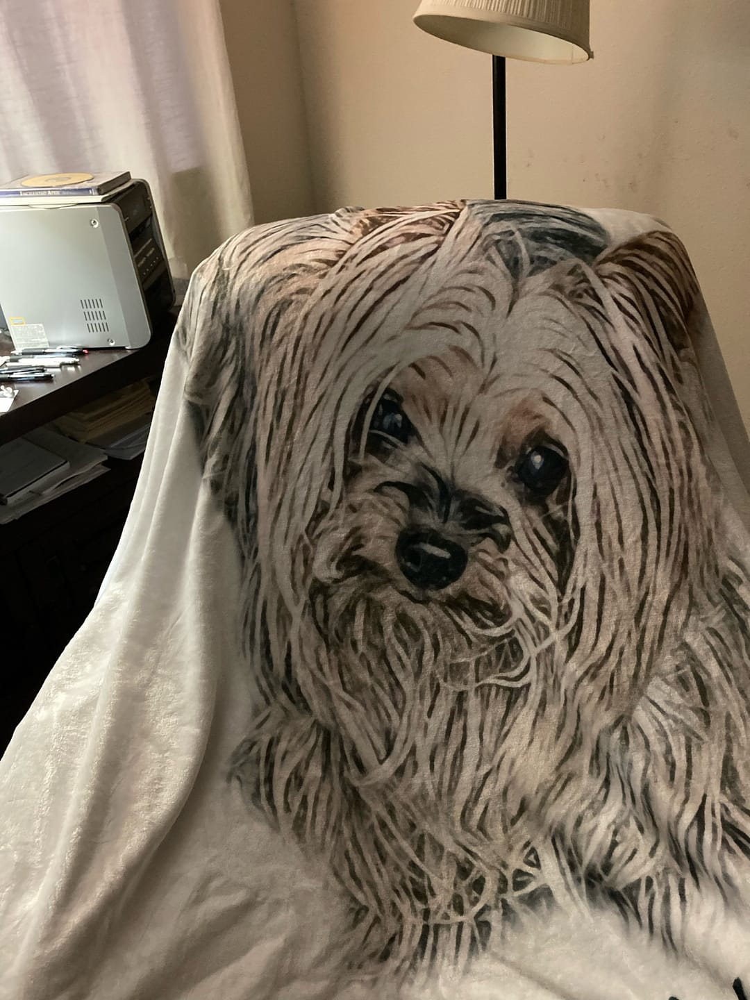 Customer photo review of Custom Pet Photo Blanket: Personalized Dog or Cat Name Blanket