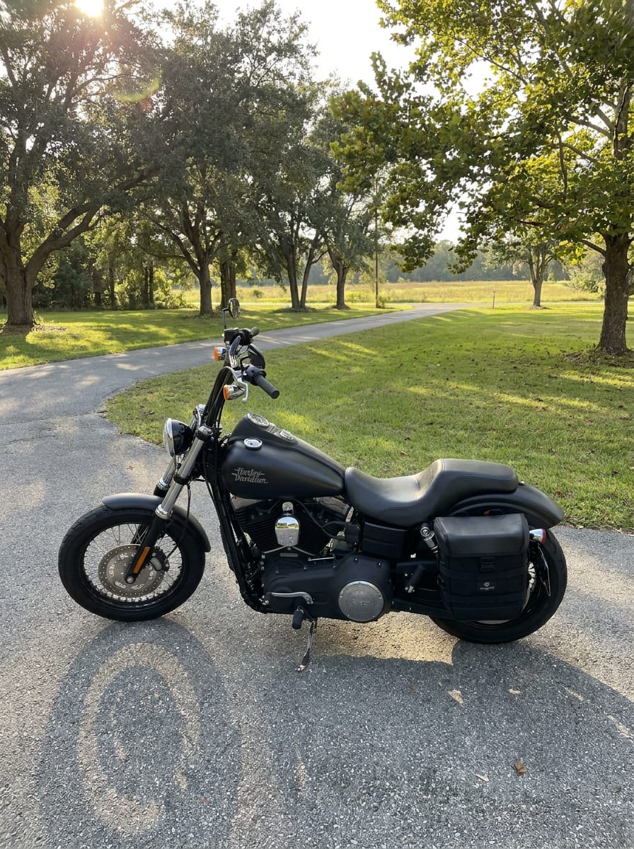 Customer photo review of 15L - Incognito Quick Mount Medium Solo Motorcycle Saddlebag (Left Only) for Harley Dyna Street Bob FXDB/I