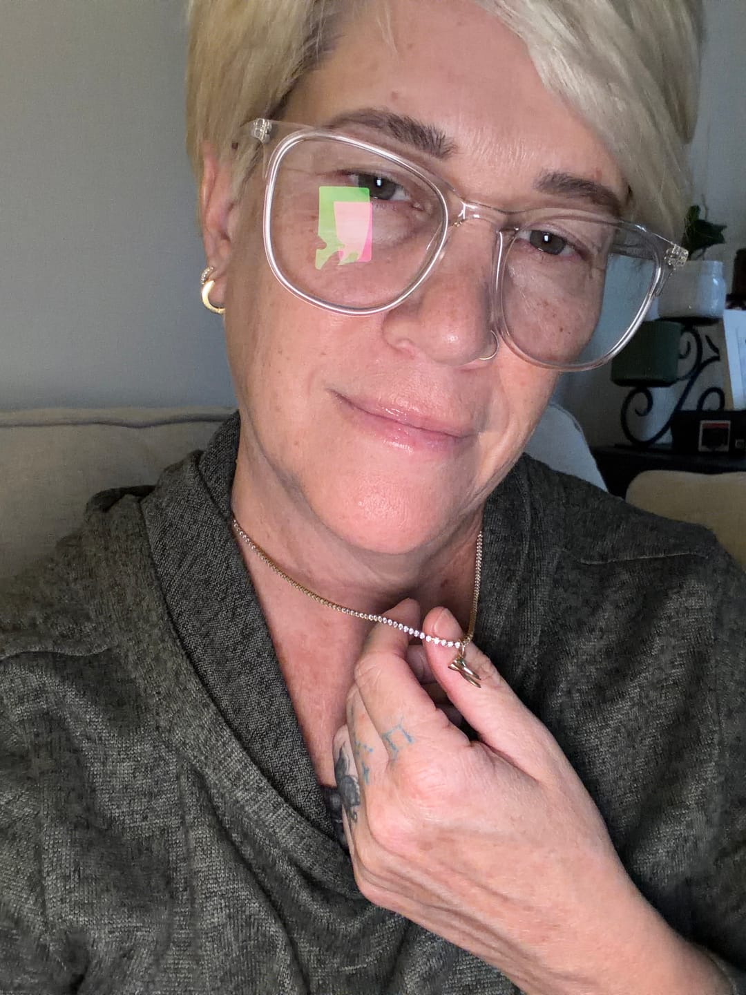 Customer photo review of Cordelia Gold Crystal Necklace