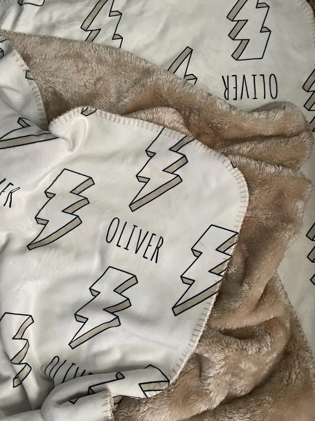 Customer photo review of Personalized Kids Minky Blanket: Custom Name, Soft Fleece or Sherpa