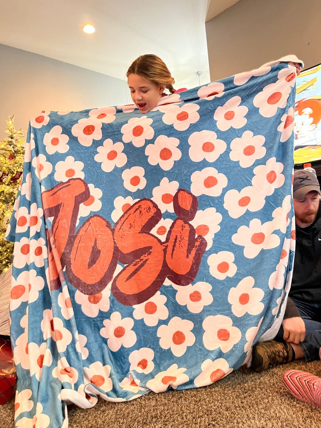 Customer photo review of Retro Flower Personalized Baby Blanket: Minky or Sherpa