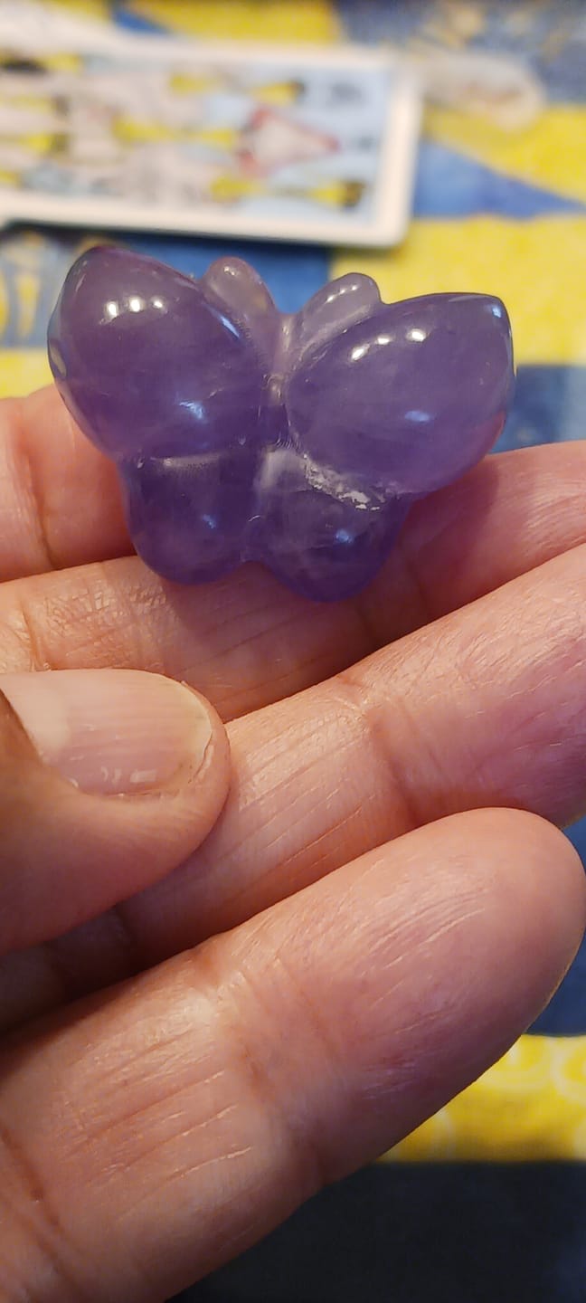 Customer photo review of Natural Crystal Fluorite Mini Butterfly Carving
