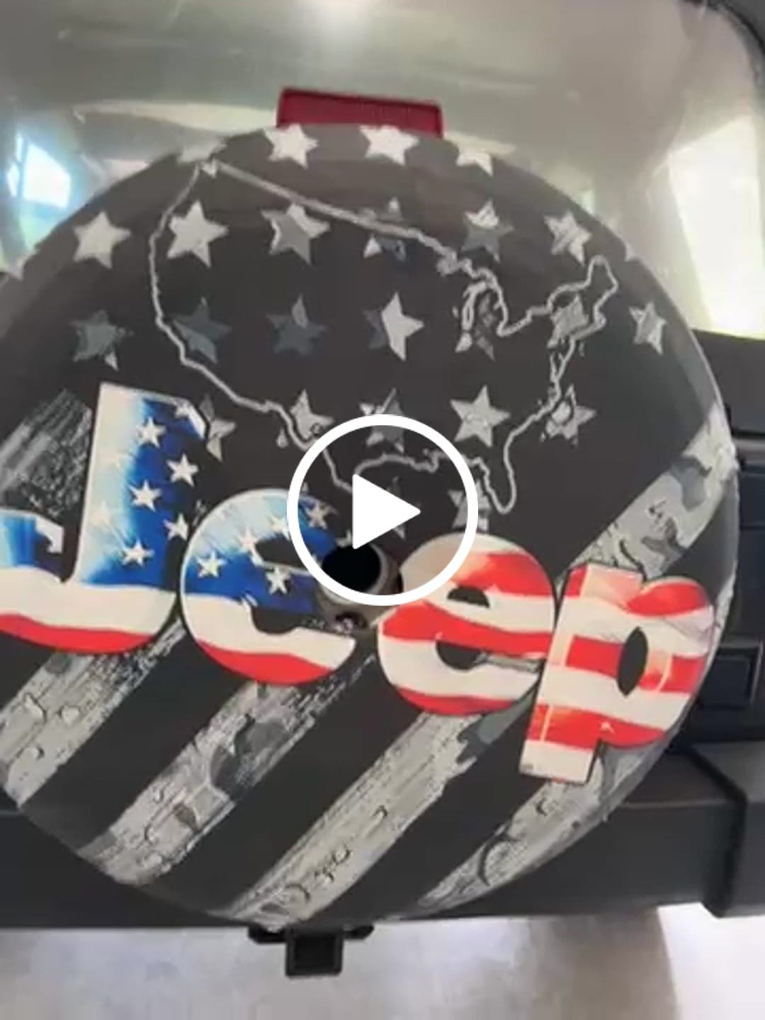 Customer video review of Jeep Spare Tire Cover - American Flag Jeep Spare Tire Cover Black And Grey