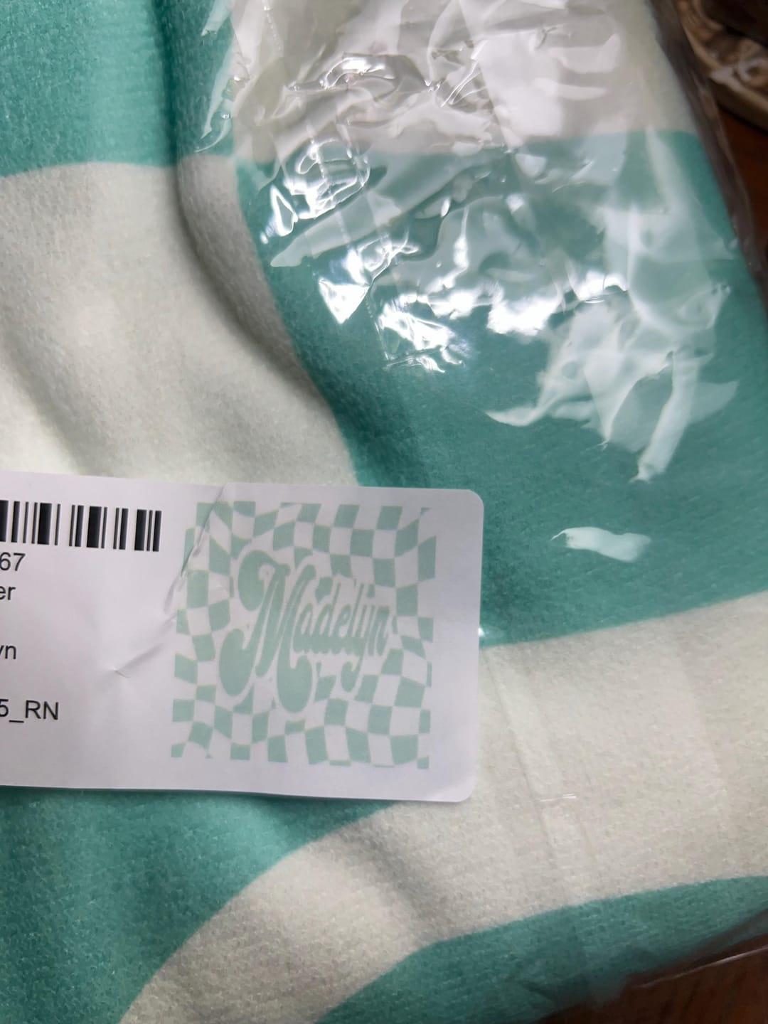 Customer photo review of Personalized Retro Checker Beach Towel: Custom Name Gift