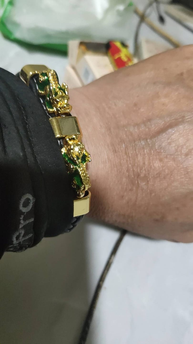 Customer photo review of FREE Today: Success & Protection Double Pixiu on Black Leather Bracelet