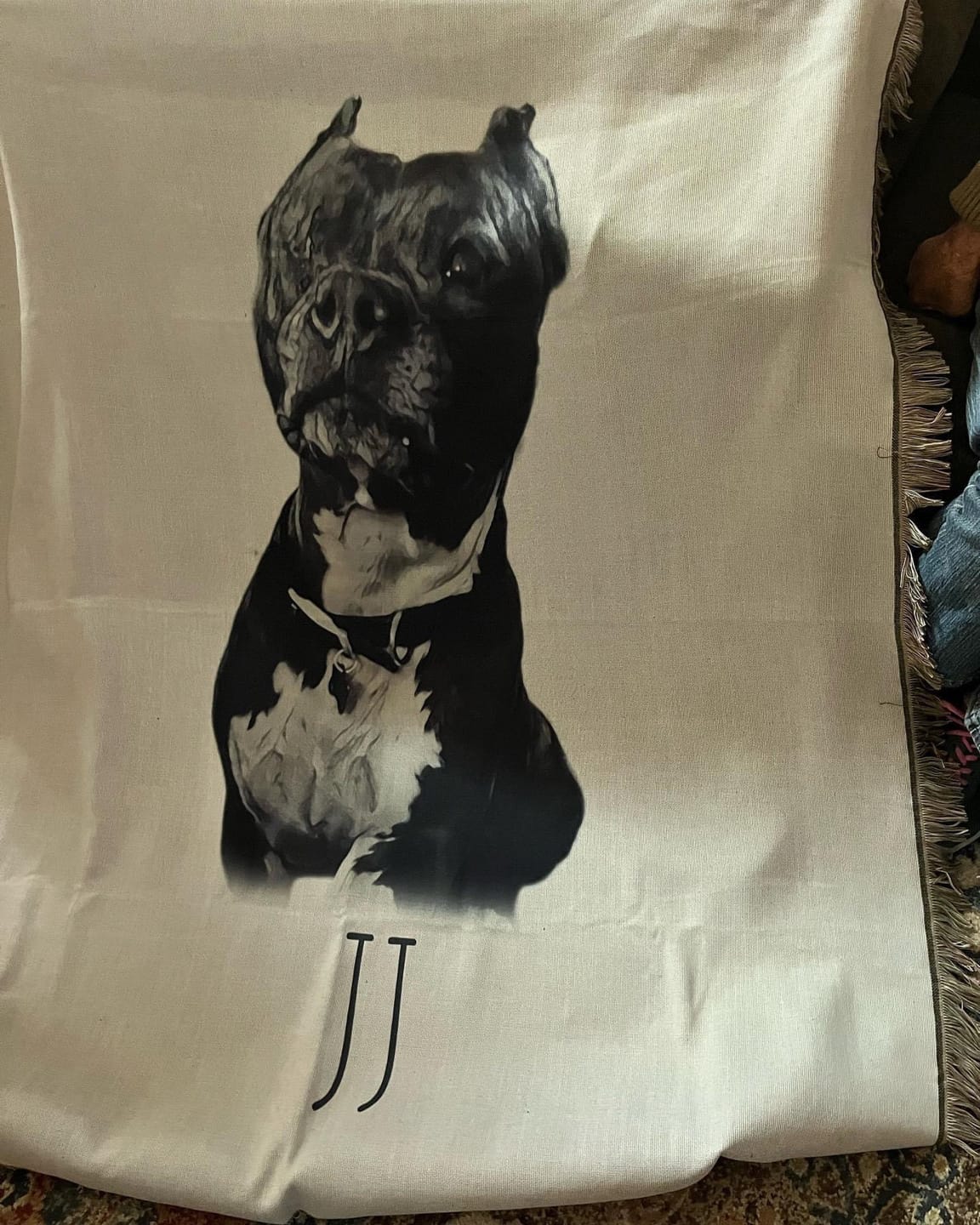 Customer photo review of Personalized Love Letter Blanket: Custom Handwriting Woven Throw