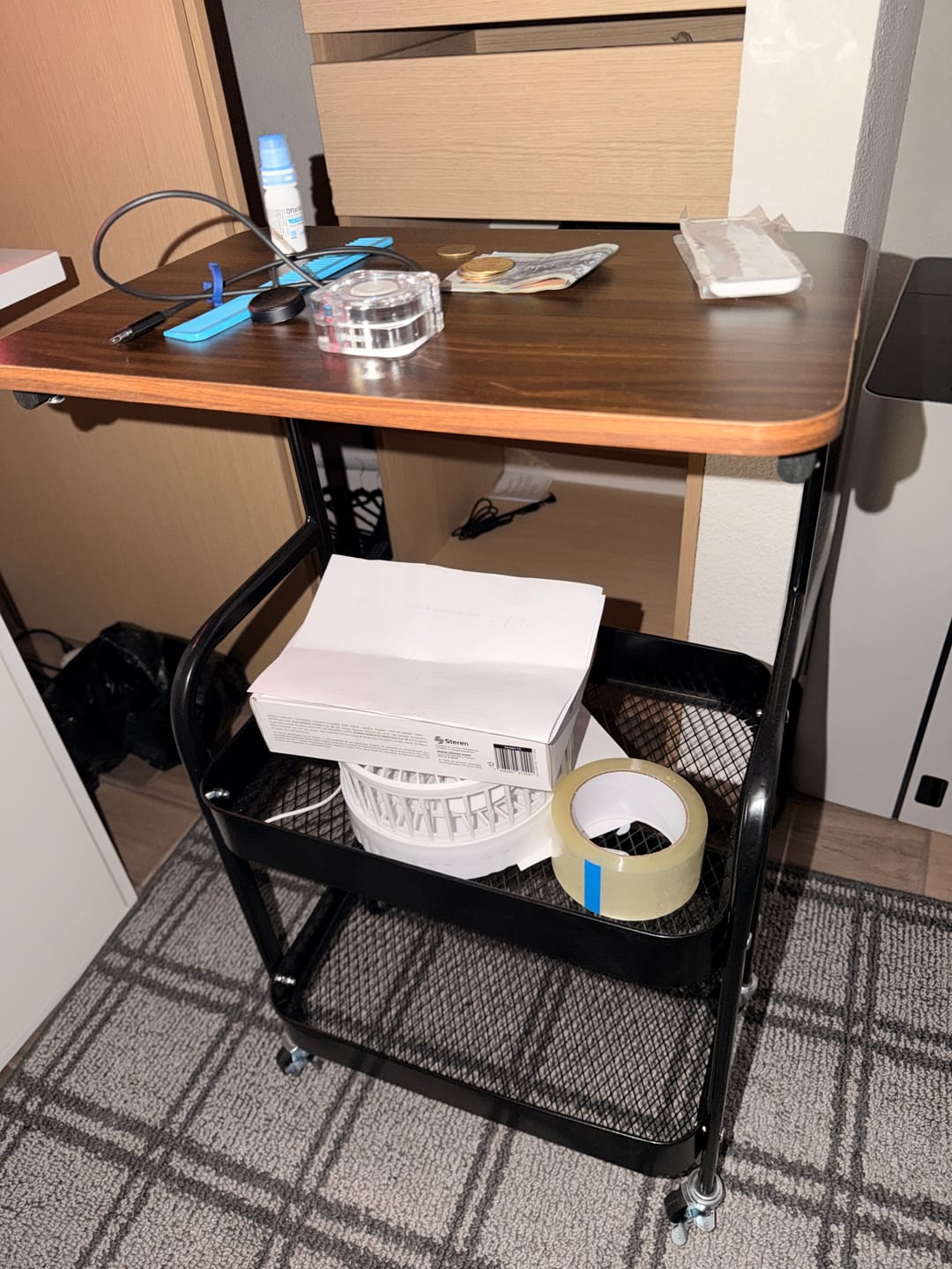 Customer photo review of Carrito Organizador de 3 Niveles con Ruedas y Tapa de Madera