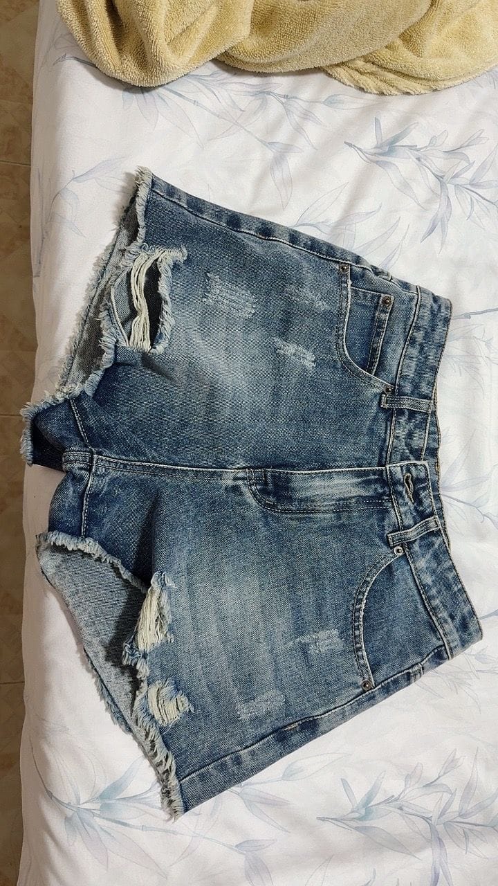 Customer photo review of Distressed Denim Shorts