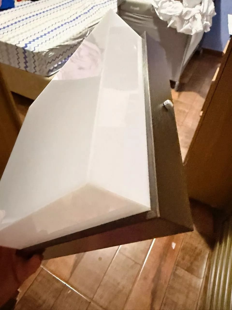 Customer photo review of Luminária de Teto Plafon Decorativo de Madeira 20cm