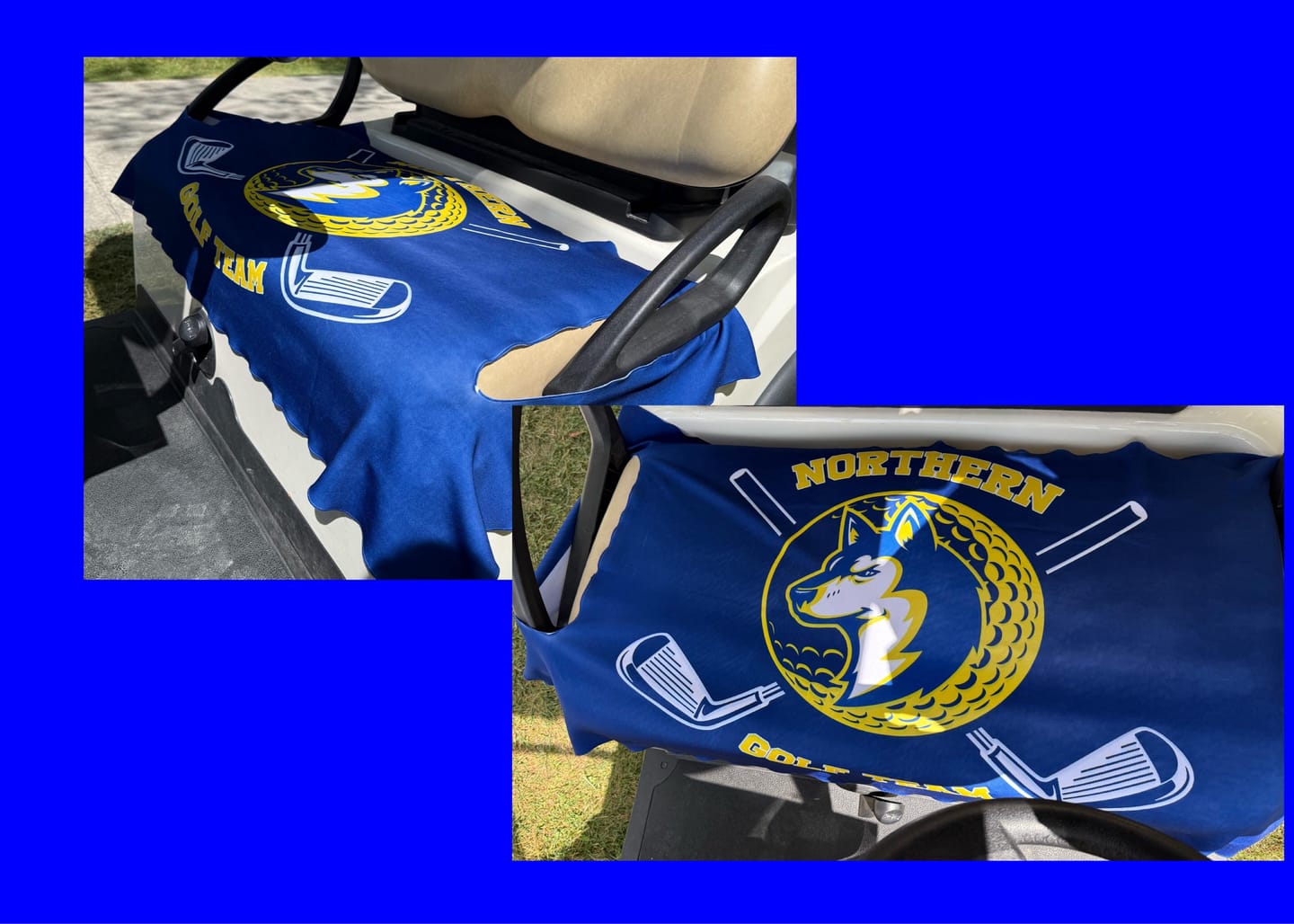 Customer photo review of Custom Fabric Golf Cart Seat Cover: Handmade in USA