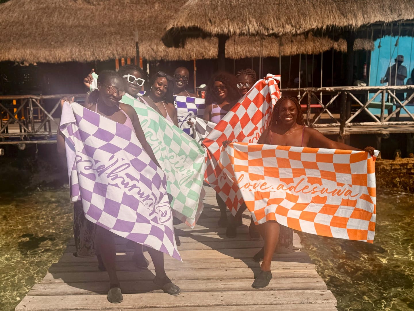 Customer photo review of Personalized Retro Checker Beach Towel: Custom Name Gift