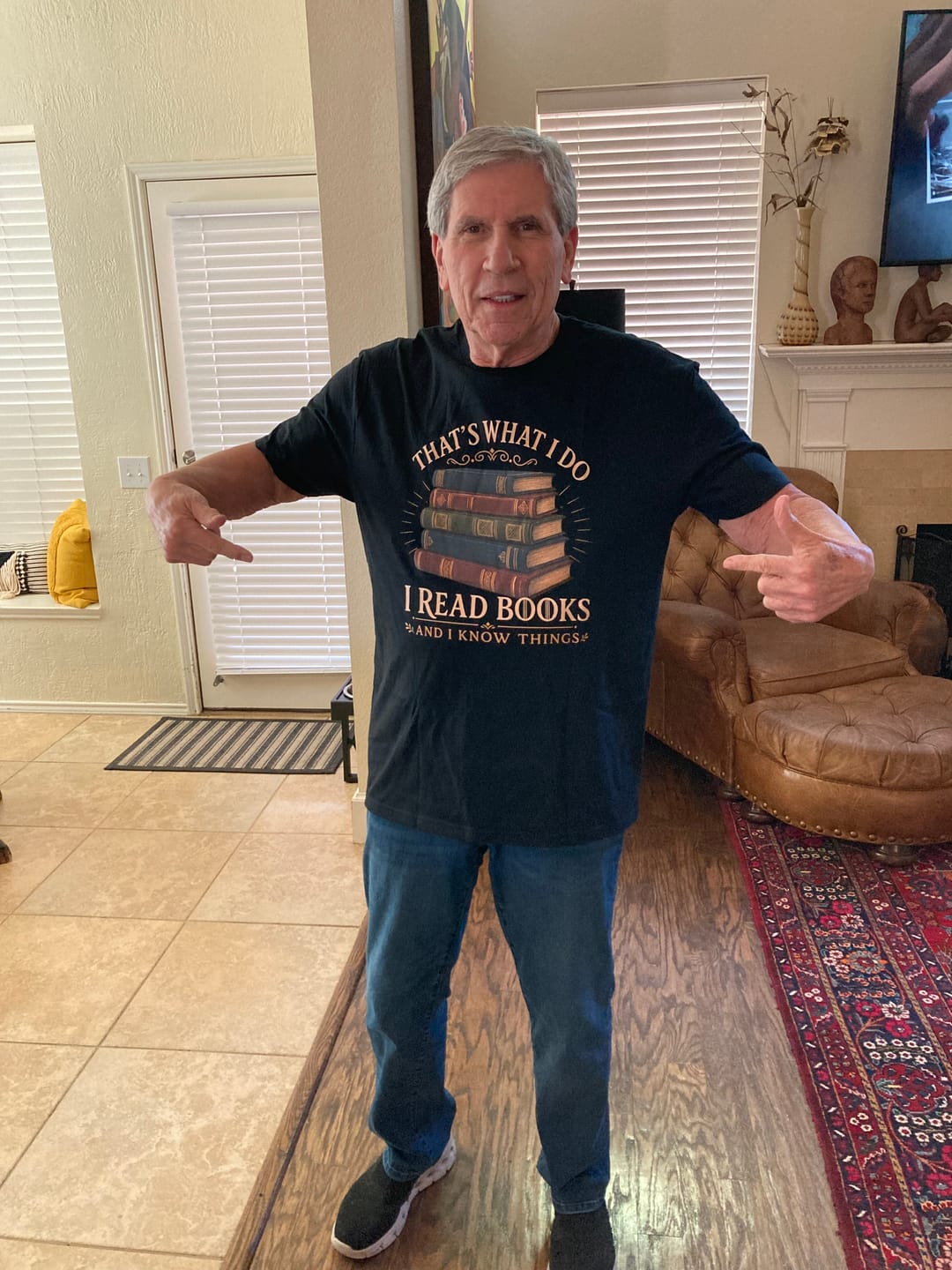Customer photo review of I Read Books And I Know Things Unisex T-Shirt
