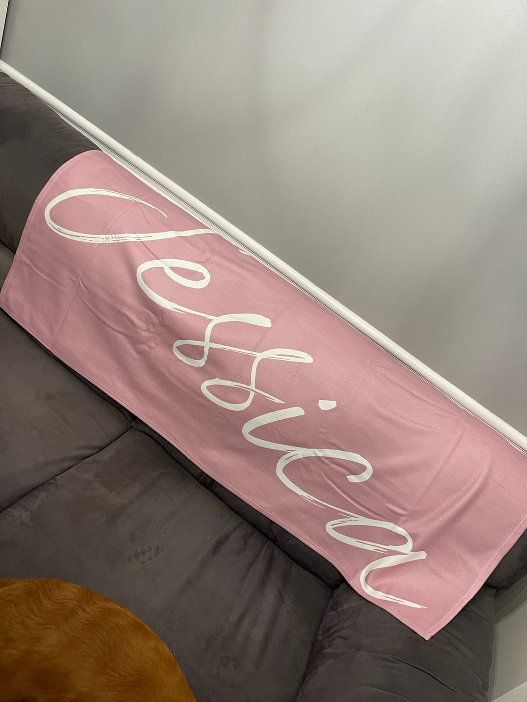 Customer photo review of Personalized Beach Towel: Custom Name, Bold Font, Vacation Gift