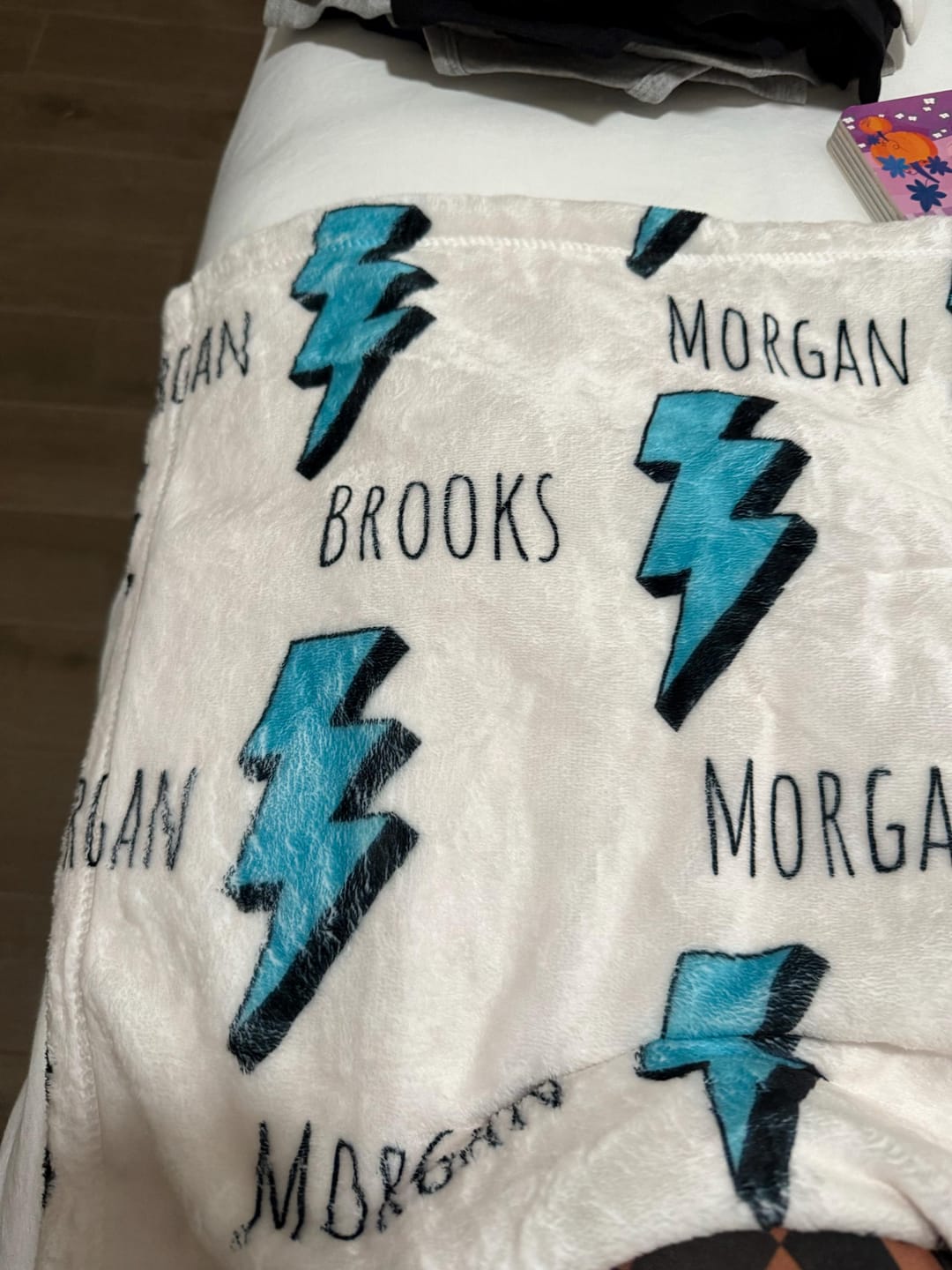 Customer photo review of Personalized Kids Blanket: Plush Minky or Sherpa Fleece, Custom Name