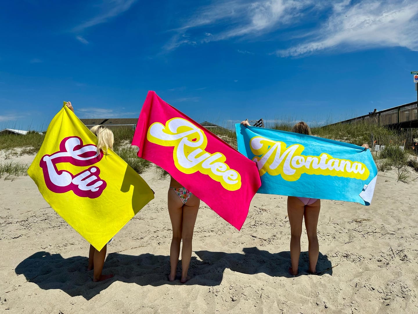 Customer photo review of Personalized Retro Beach Towel: Custom Name, Vacation Gift