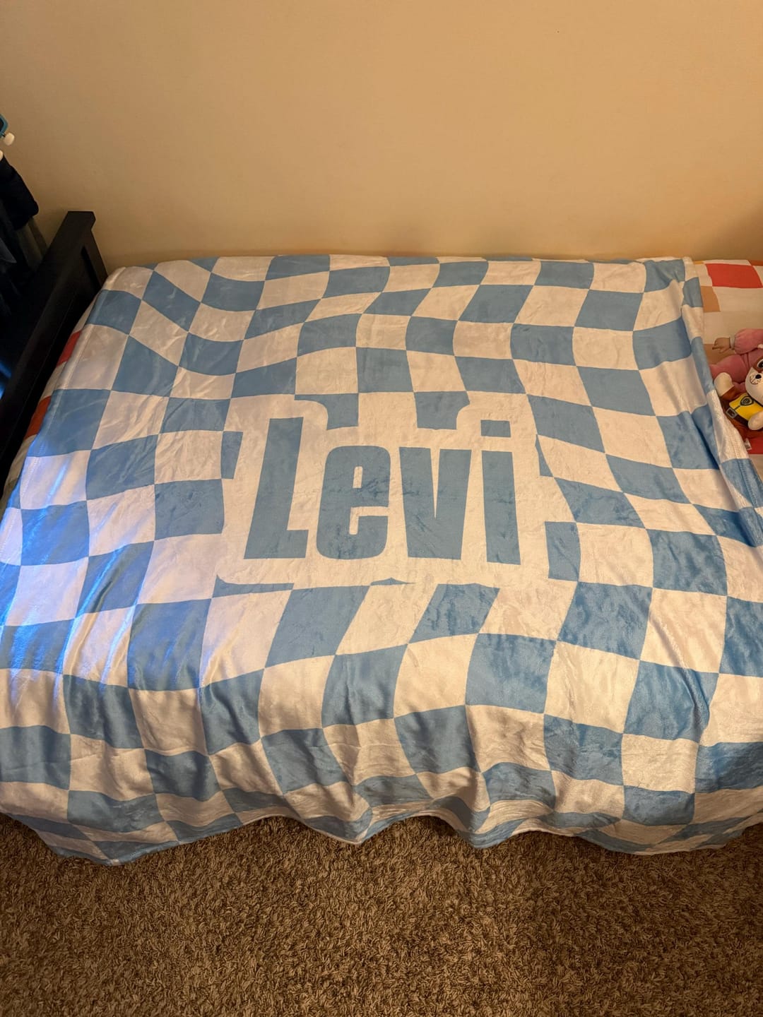 Customer photo review of Personalized Checker Design Blanket – Custom Minky or Sherpa
