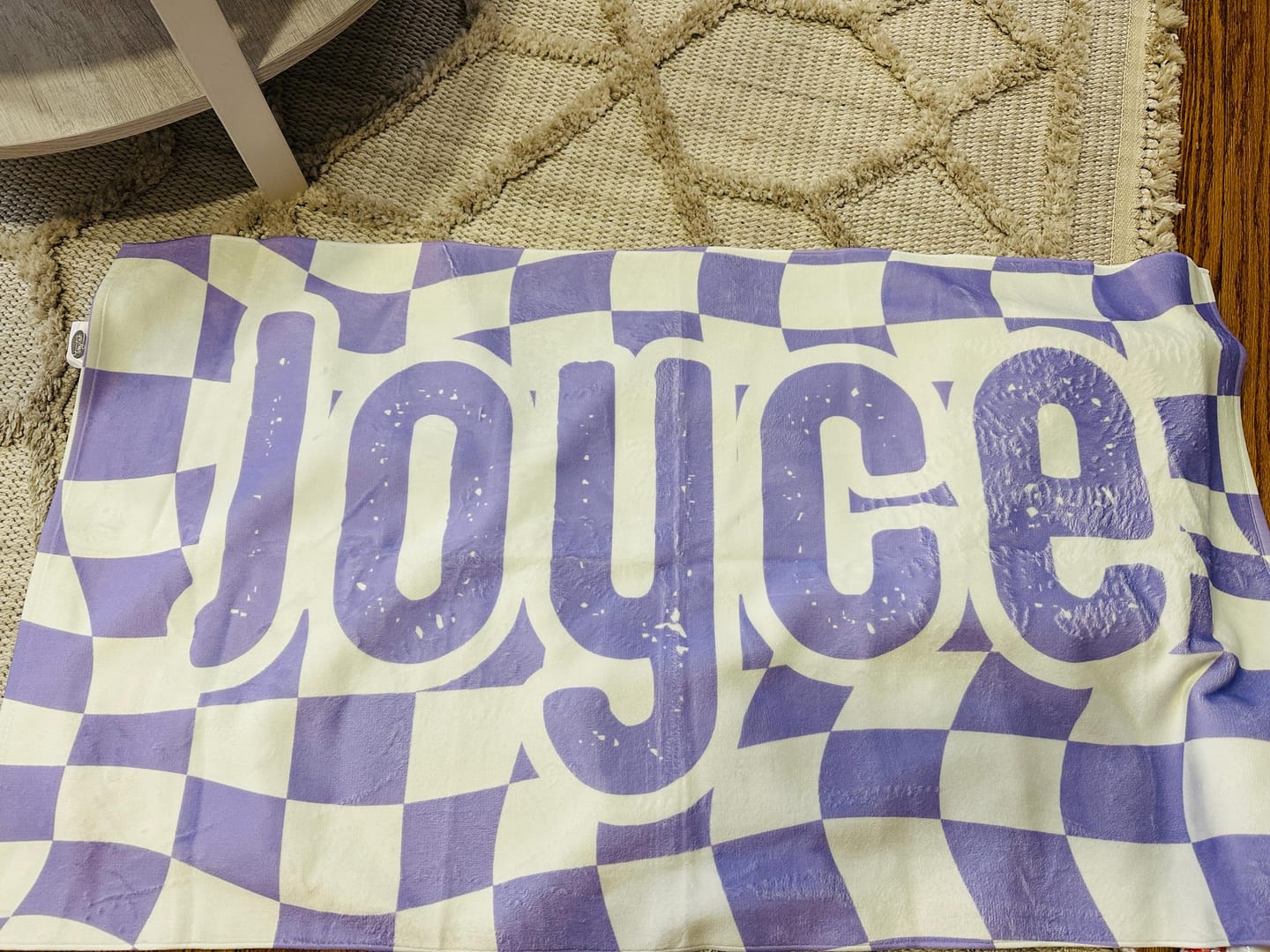 Customer photo review of Personalized Retro Checker Beach Towel: Custom Name Gift