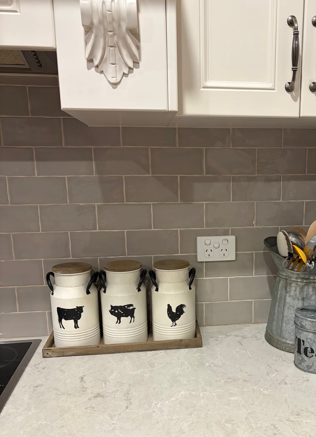 Customer photo review of The Petite Ferme Set French Provincial Farmhouse Milk Can Vases with Tray (Set of 3)