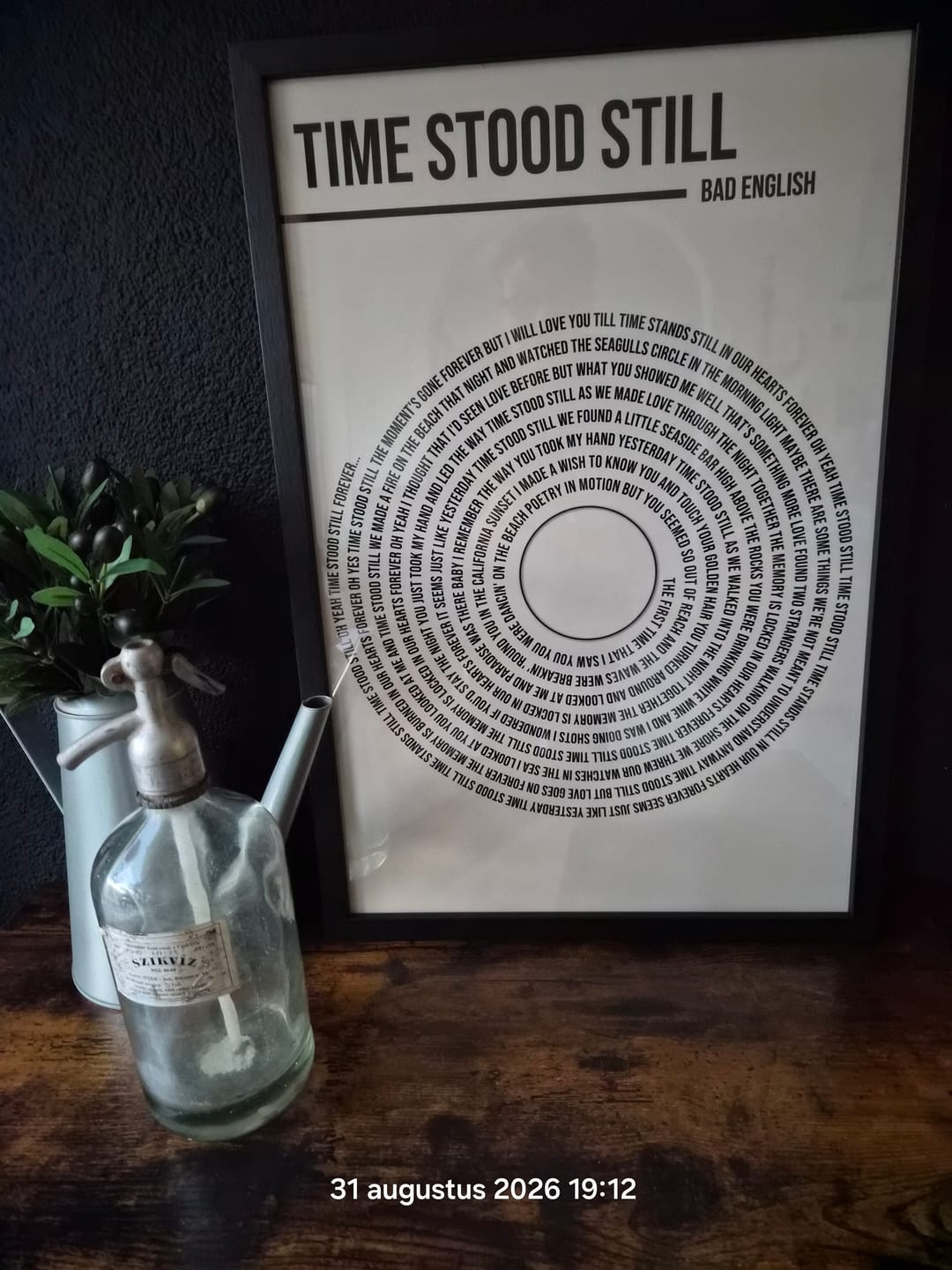 Customer photo review of Songtekst Poster met Eigen Tekst