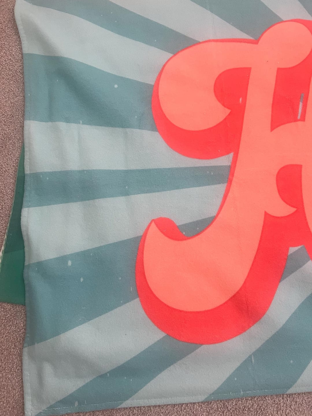 Customer photo review of Personalized Retro Beach Towel: Groovy Custom Name Bath Towel