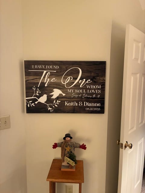 Customer photo review of Personalized 'I Have Found The One Whom My Soul Loves' Wall Art Canvas with Name and Date