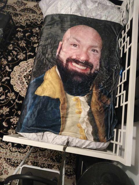 Customer photo review of Custom Royal Portrait Blanket: Personalized Renaissance Minky Blanket (50x60)
