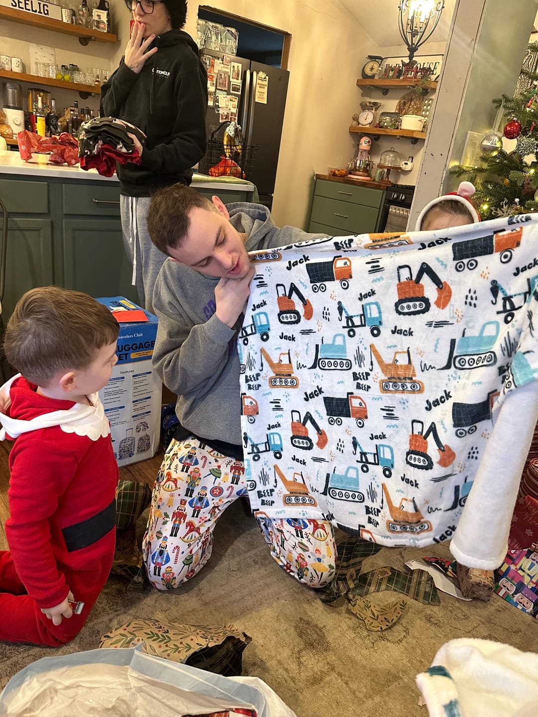 Customer photo review of Personalized Kids Construction Blanket – Custom Name Embroidered, Minky or Sherpa