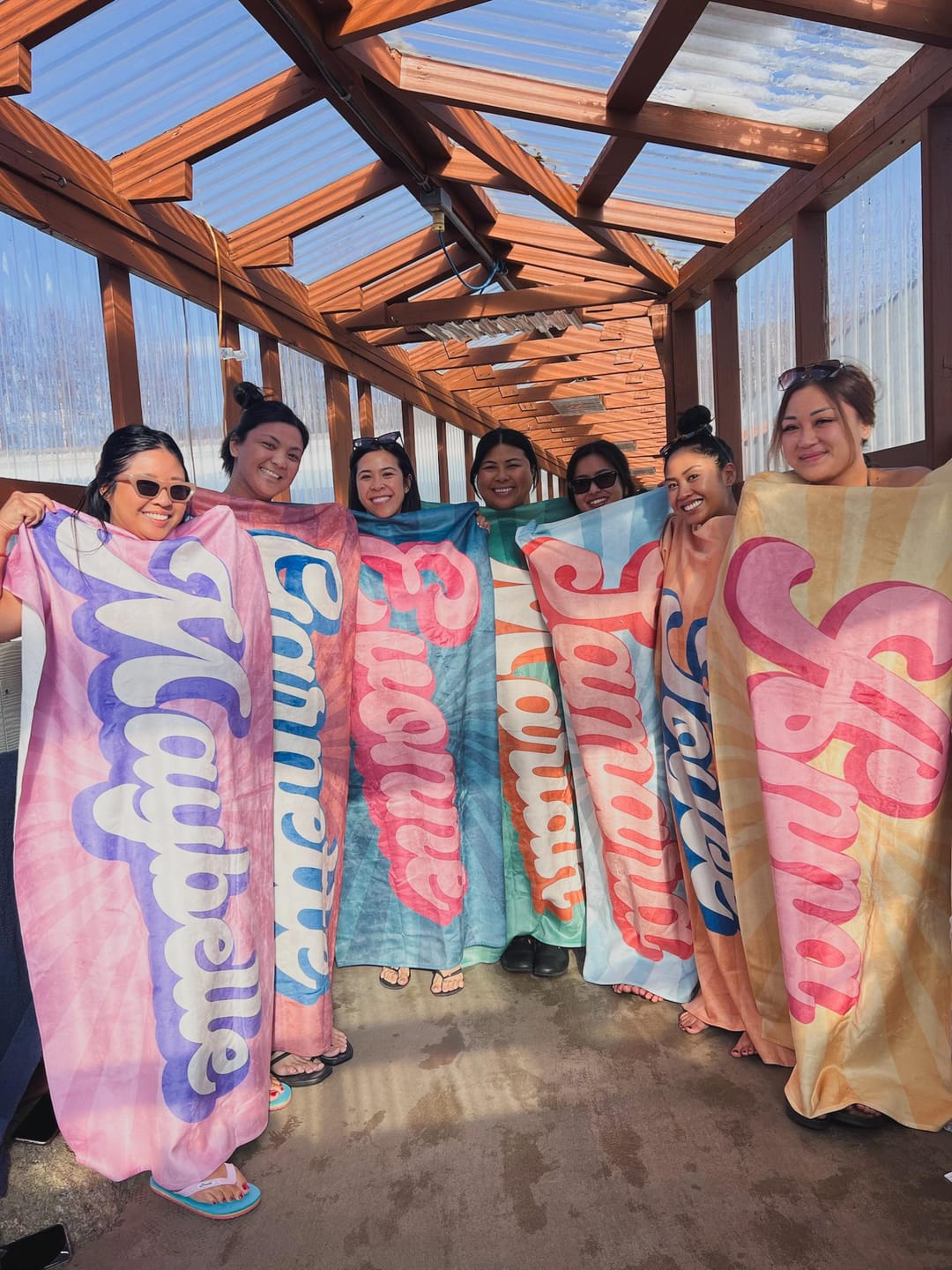 Customer photo review of Personalized Retro Beach Towel: Groovy Custom Name Bath Towel