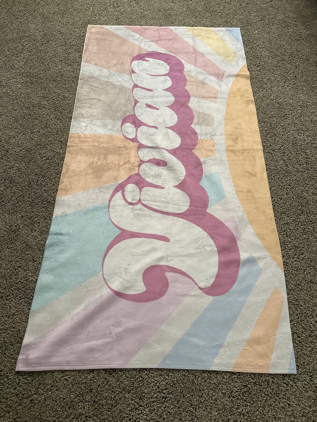 Customer photo review of Groovy Retro Personalized Minky Blanket: Custom Name Blanket