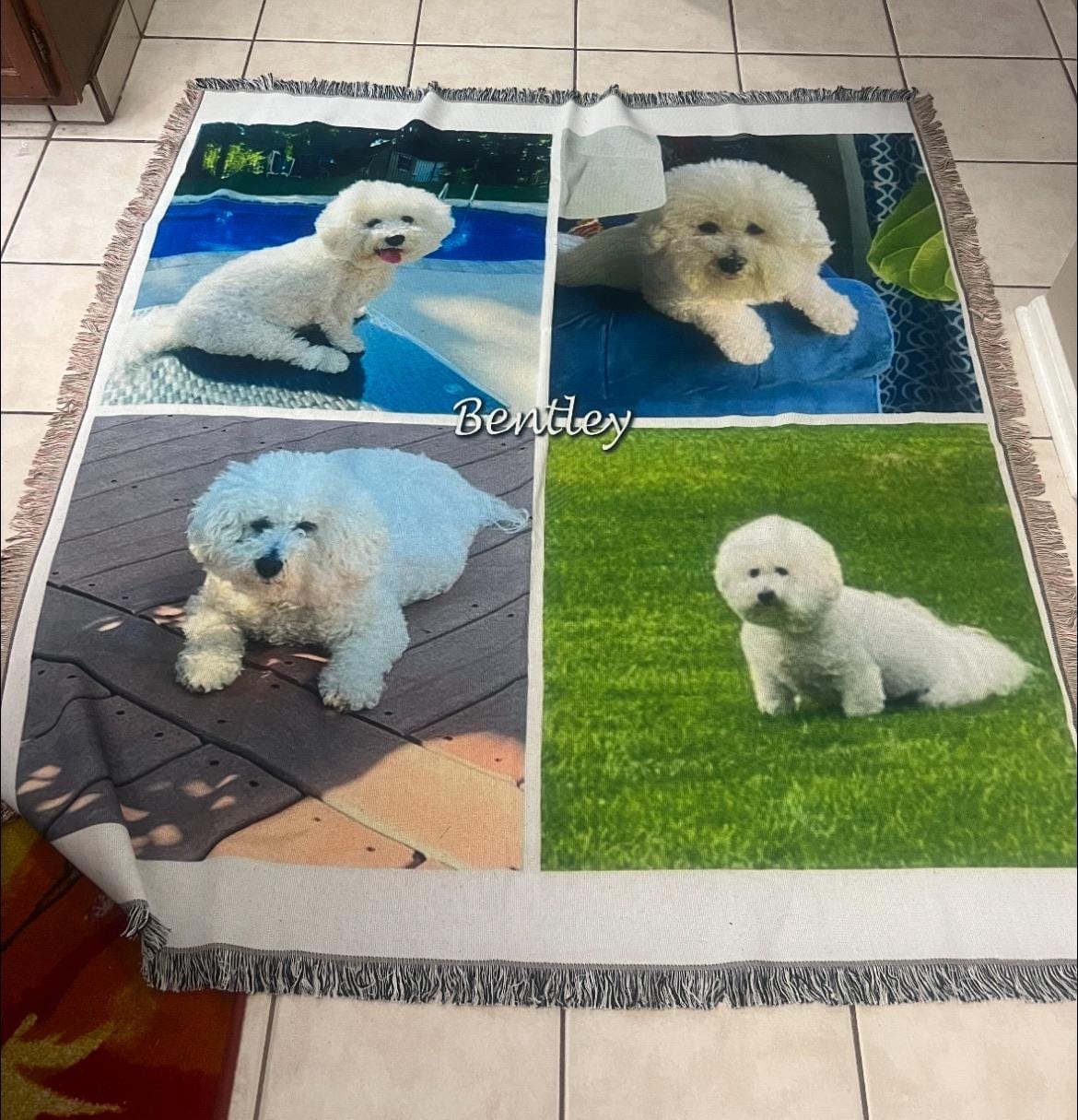 Customer photo review of Personalized Photo Woven Throw Blanket: Custom Letter Gift