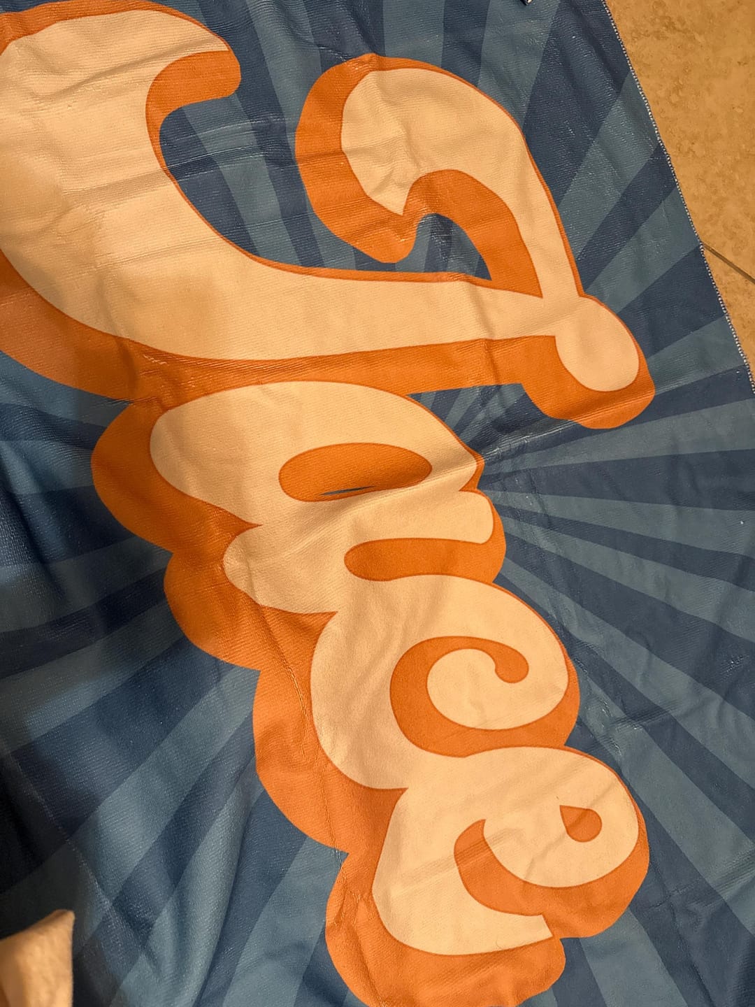 Customer photo review of Personalized Retro Beach Towel: Groovy Custom Name Bath Towel