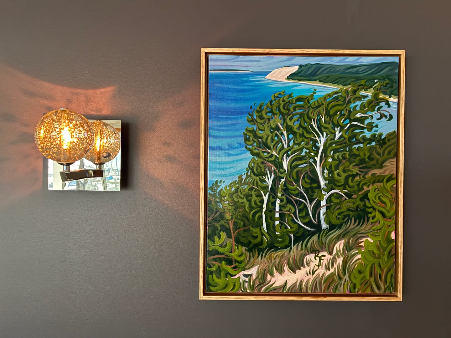 Customer photo review of Birch Trees Original Painting, Empire Bluff, Sleeping Bear Dunes -"Breathing 16" x 20"