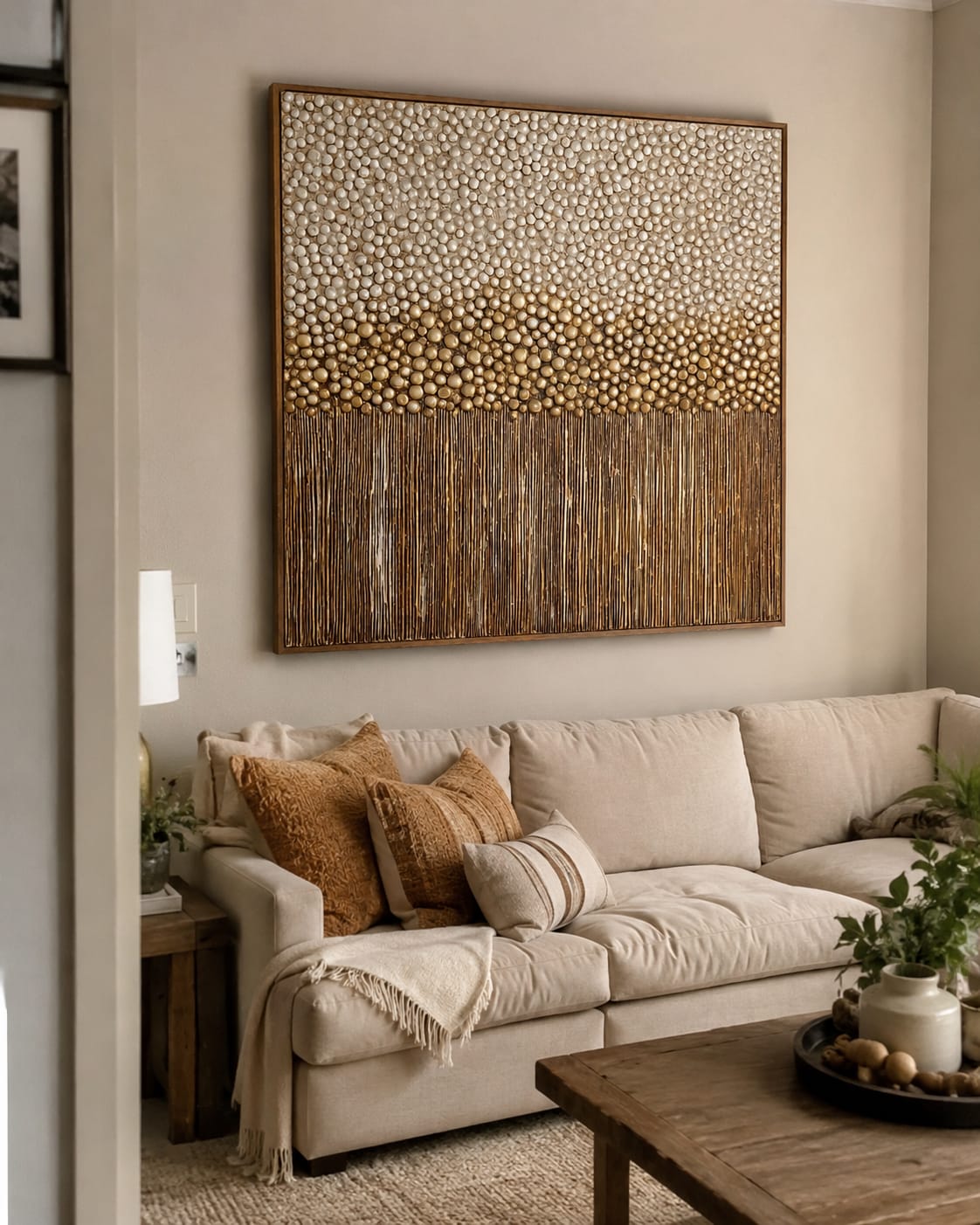 Customer photo review of Gilded Pearl Reed-Textured Relief Painting