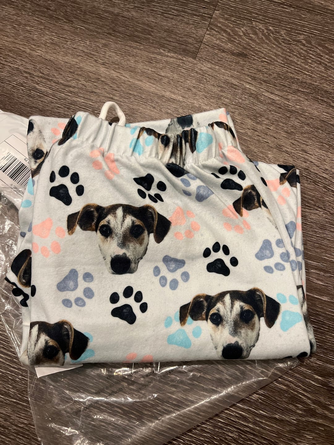 Customer photo review of Custom Paw Deaign Pet Portrait Pajama Pants: Personalized Dog or Cat Photo