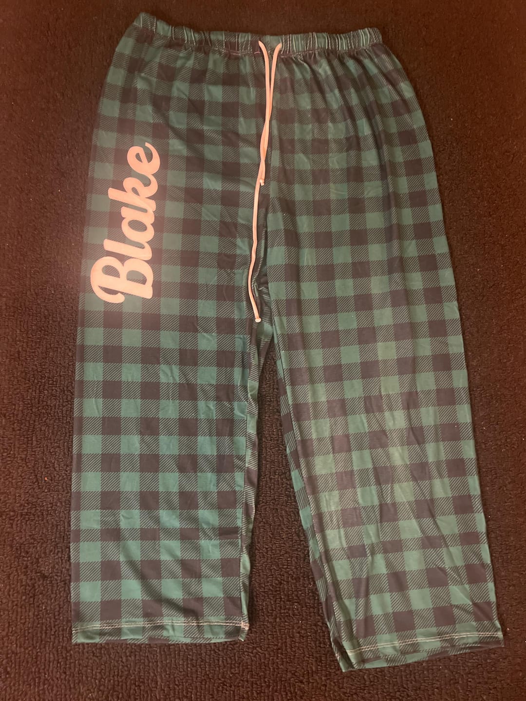 Customer photo review of Personalized Christmas Plaid Pajama Pants: Custom Family Pajamas