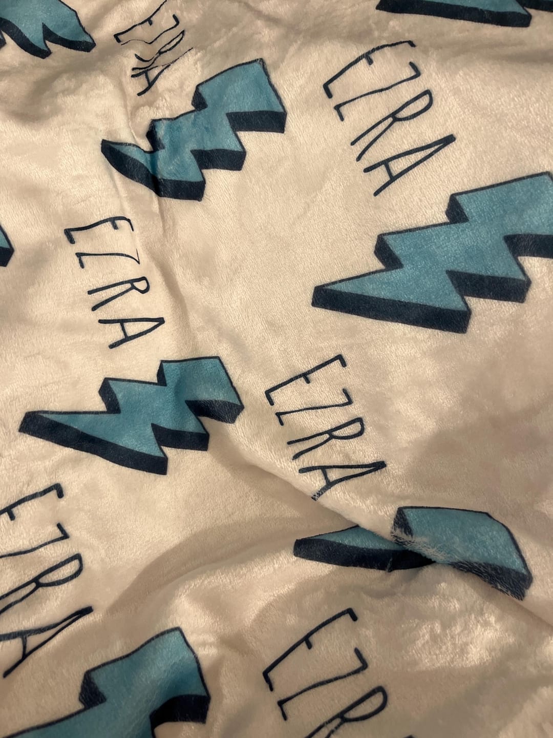 Customer photo review of Personalized Kids Blanket: Plush Minky or Sherpa Fleece, Custom Name