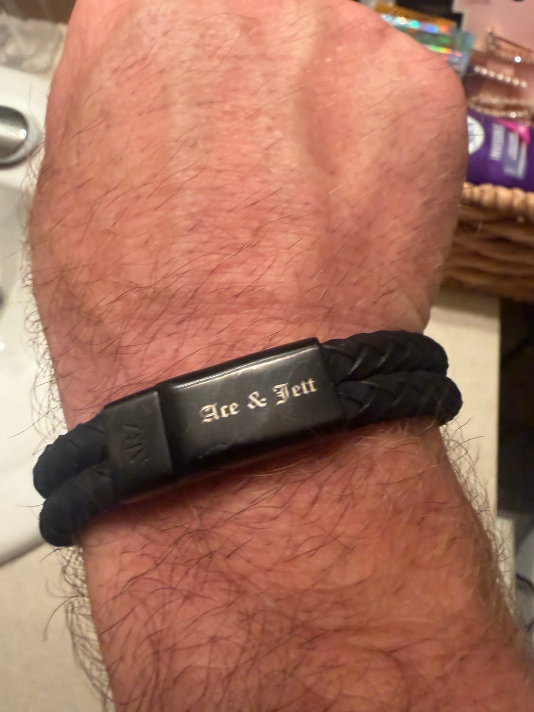 Customer photo review of Double Row Leather Bracelet