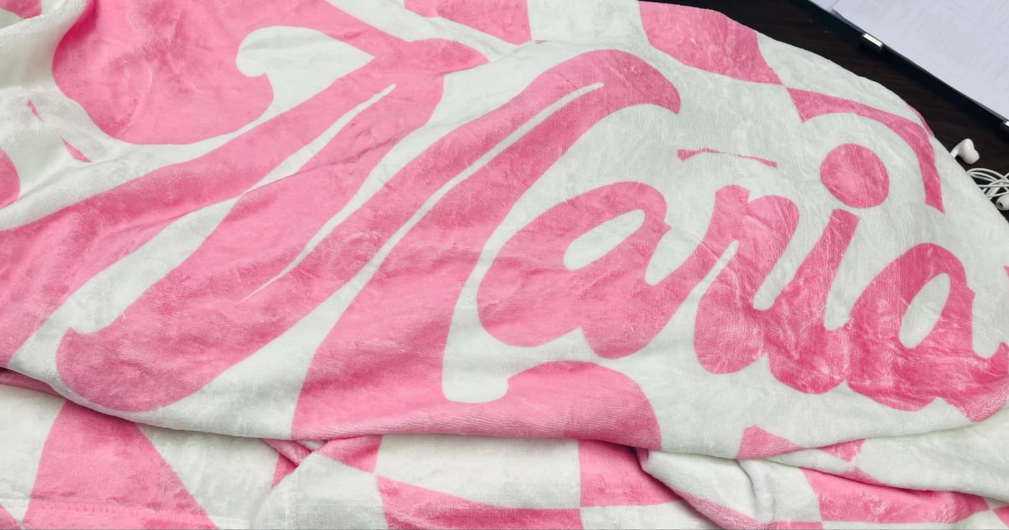 Customer photo review of Personalized Checker Design Blanket – Custom Minky or Sherpa