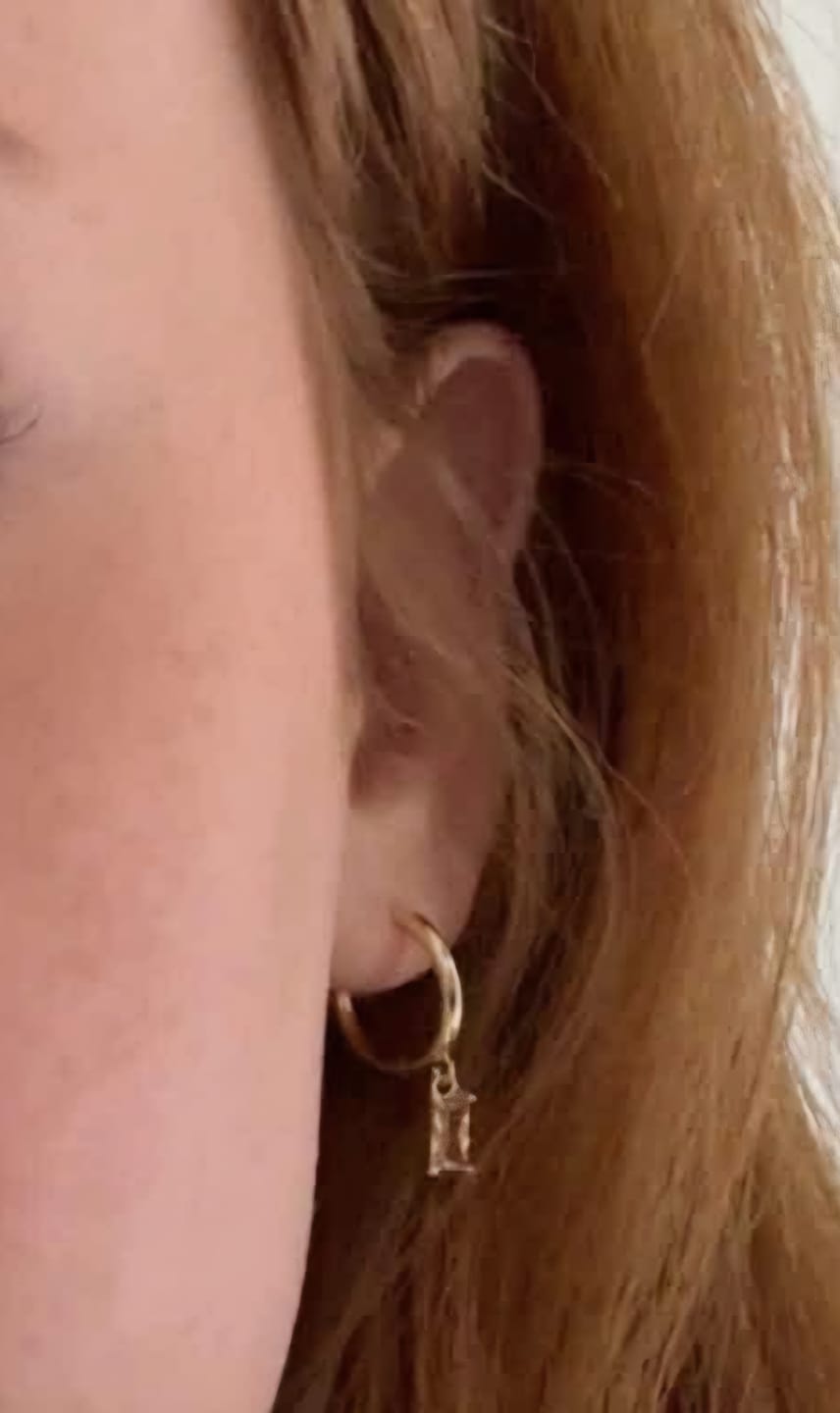 Customer photo review of Champagne Baguette Hoop Earrings