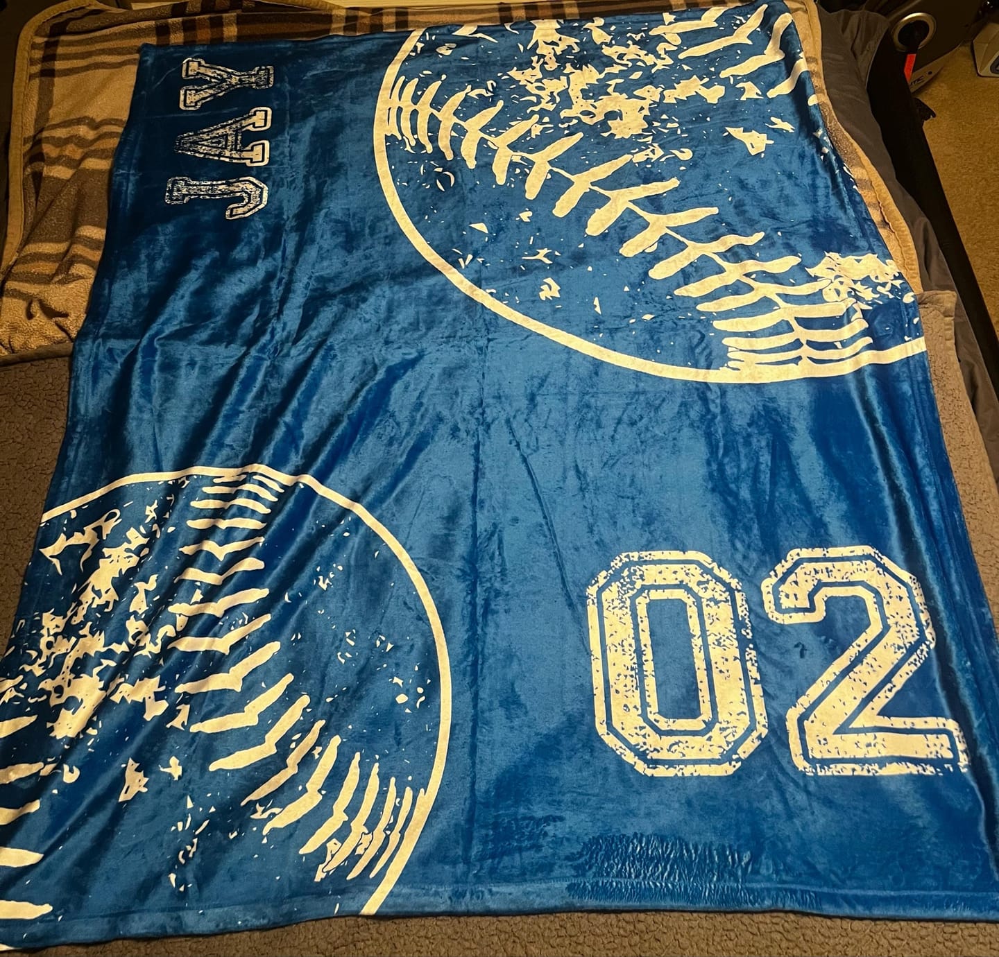 Customer photo review of Personalized Sports Team Blanket: Custom Name Minky or Sherpa