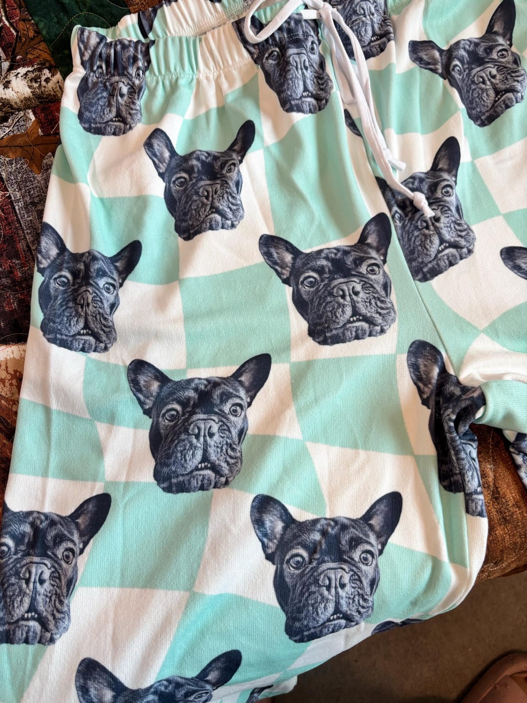 Customer photo review of Custom Pet/Person Portrait Pajama Shorts: Personalized Dog Photo Pants