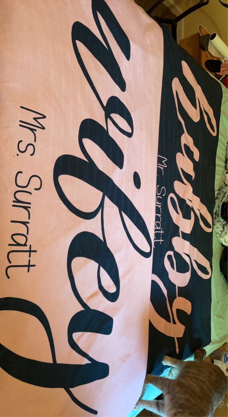 Customer photo review of Mr and Mrs Beach Personalized Beach Towels