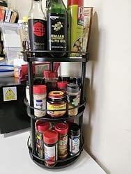 Customer photo review of 3-Tier Rotating Spice Rack Organizer – Carbon Steel 360° Turntable, Countertop Kitchen Storage
