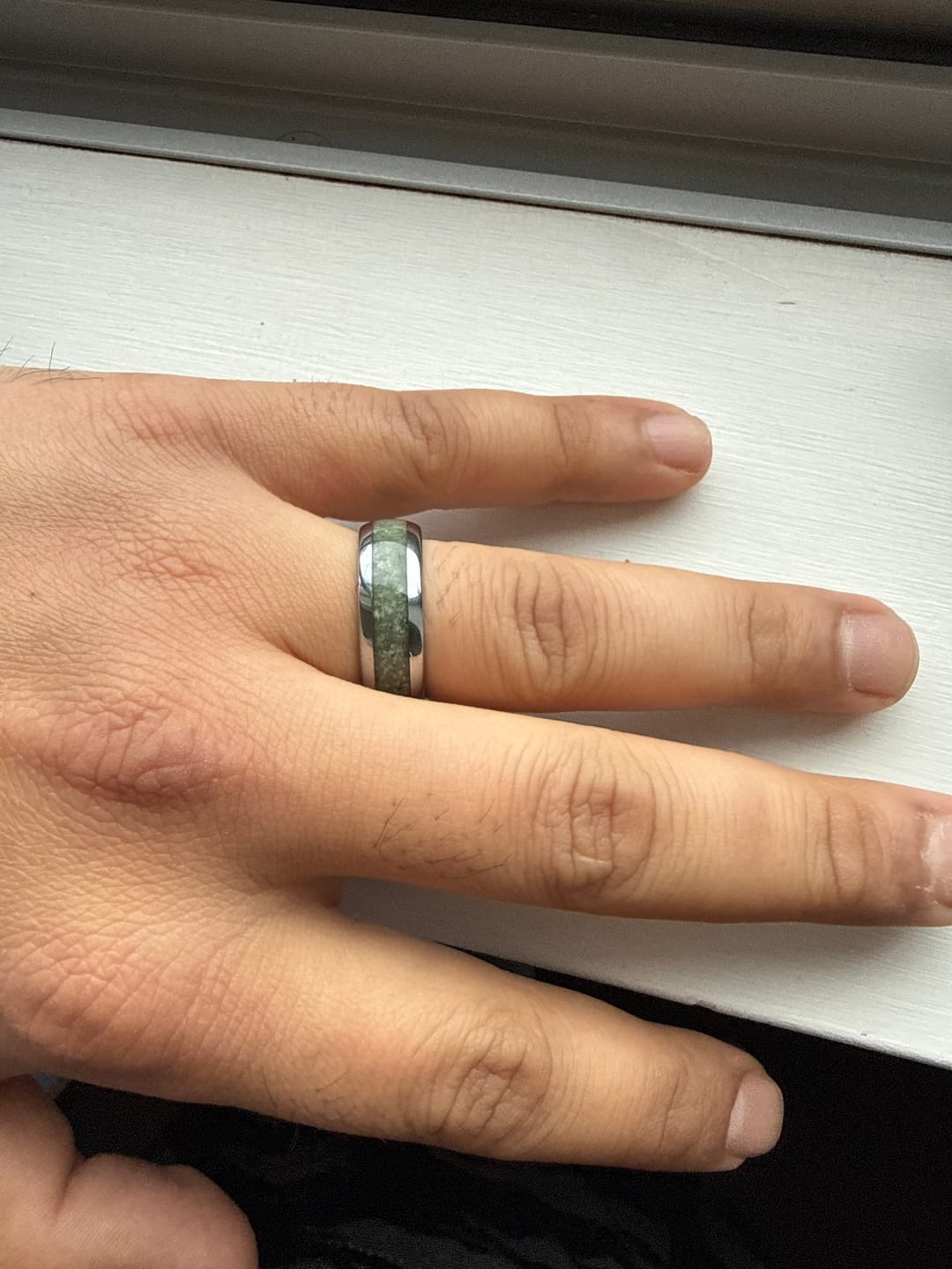 Customer photo review of Pounamu Tungsten Carbide Band Ring 8mm