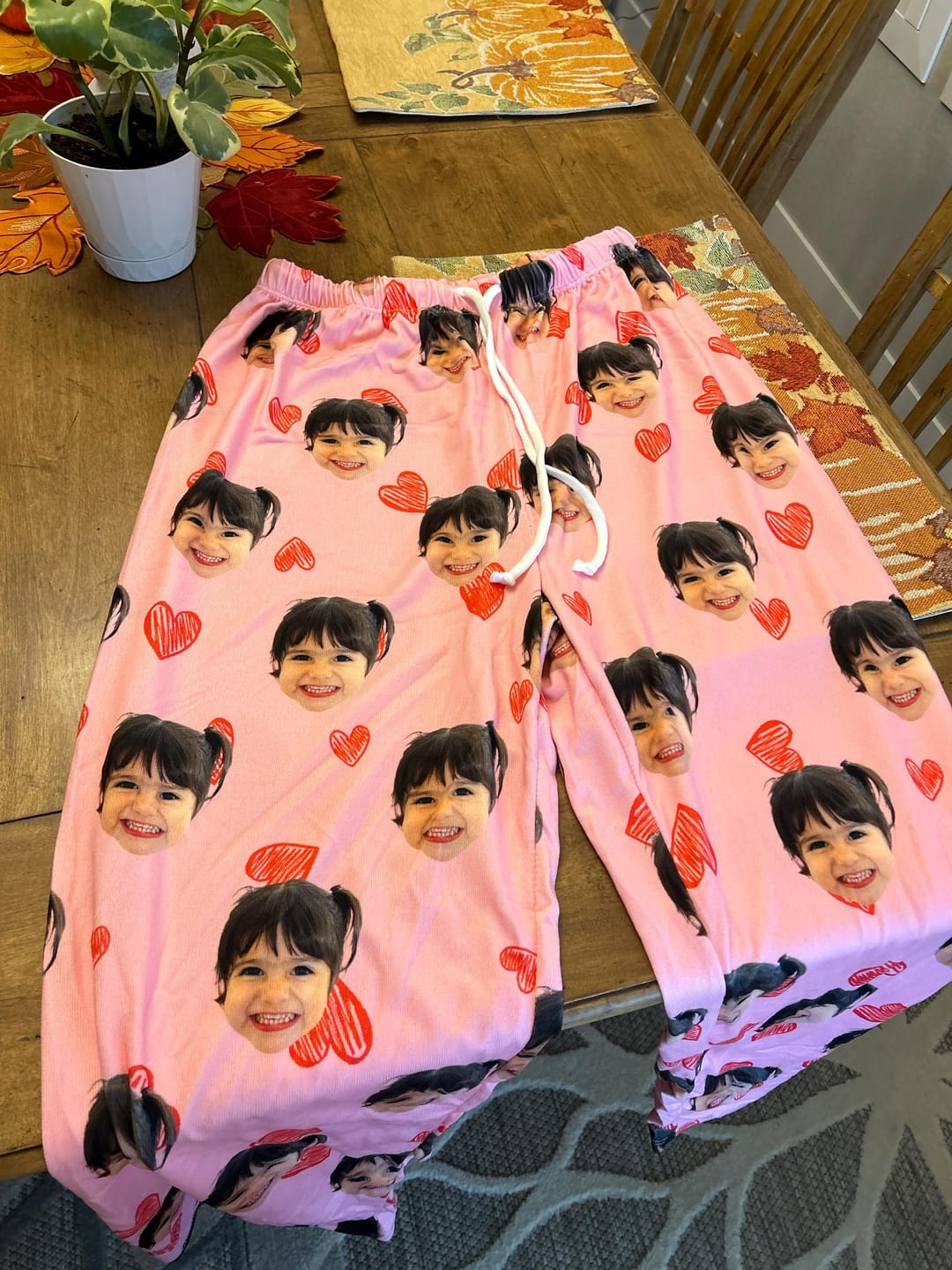 Customer photo review of VALENTINE Custom Person's Face Pajama Pants: Personalized Photo Gift