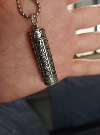 Customer photo review of FuAttract Protection & Harmony Shurangama Mantra Om Mani Mantra Cinnabar Locket Pendant Necklace