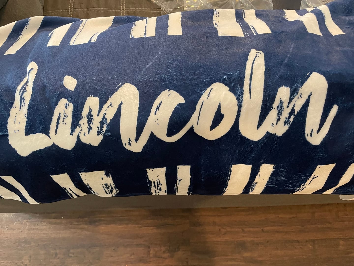 Customer photo review of Personalized Script Line Beach Towel: Custom Name Pool Towel