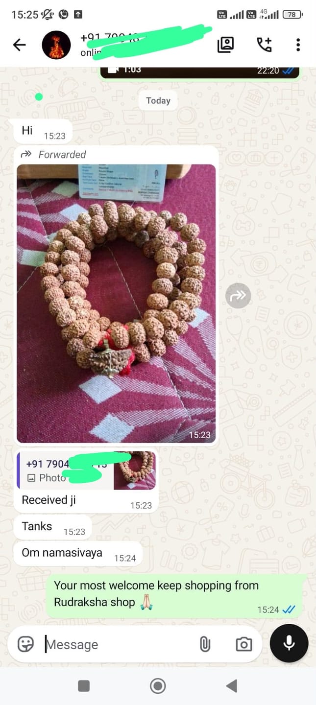 Customer photo review of 7 Mukhi 108 Beads Big Size Indonesian Rudraksha Mala + 1 Mukhi Kaju Rudraksha