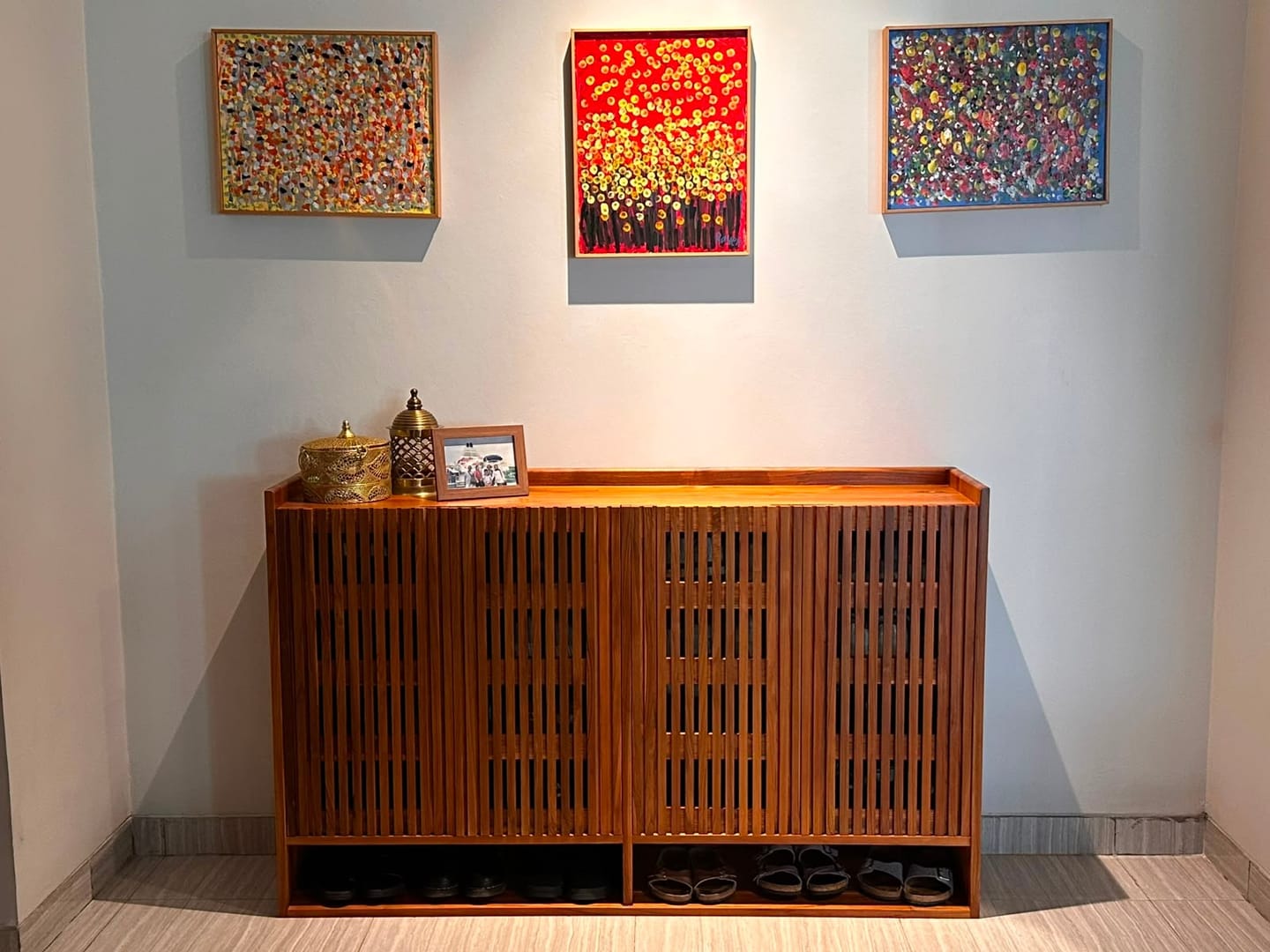 Customer photo review of Custom-Made | Medium Size Teak Shoe Cabinet