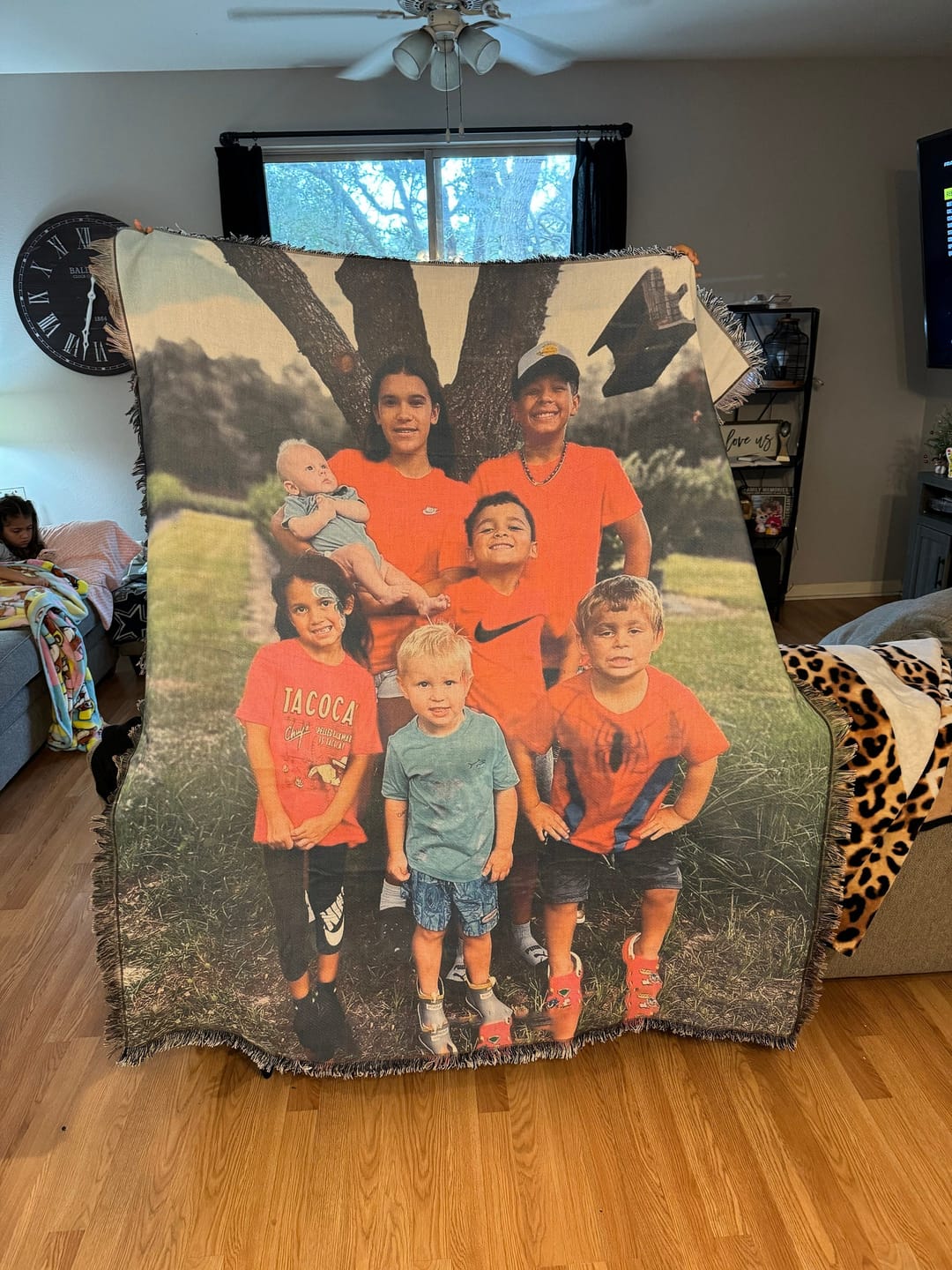 Customer photo review of Personalized Photo Woven Throw Blanket: Custom Letter Gift